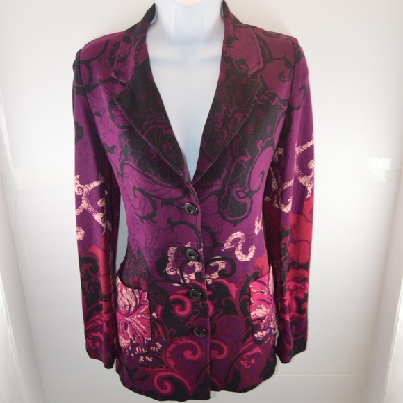 Chico's Purple Paisley Print Blazer - Picture 1 of 8